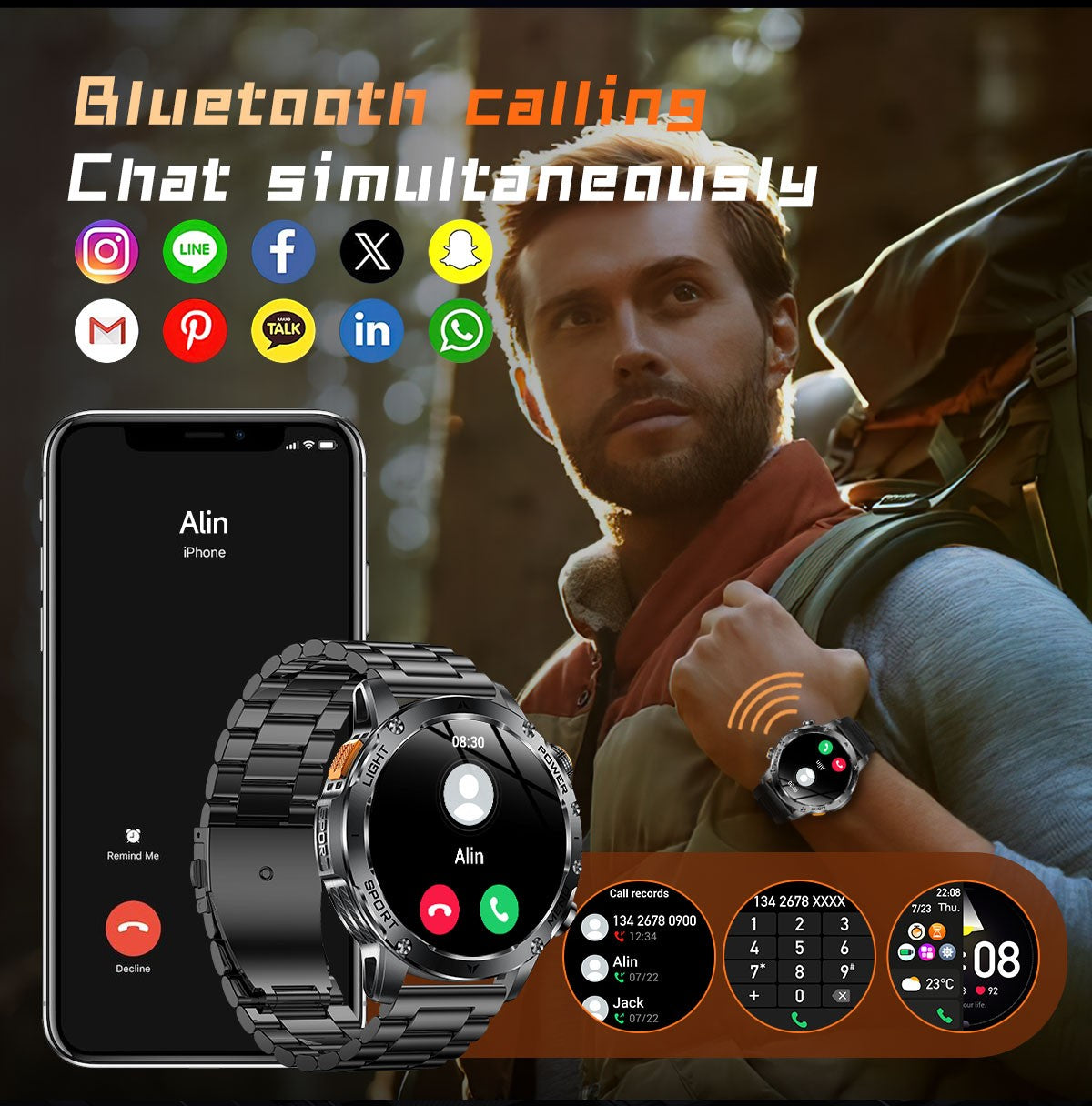 2025 Novo Smartwatch Militar T-Rex 3 Ultra Bateria de 1000mAh 5ATM À Prova D'água Lanterna Monitor Cardíaco Rastreador Esportivo Smartwatch Masculino