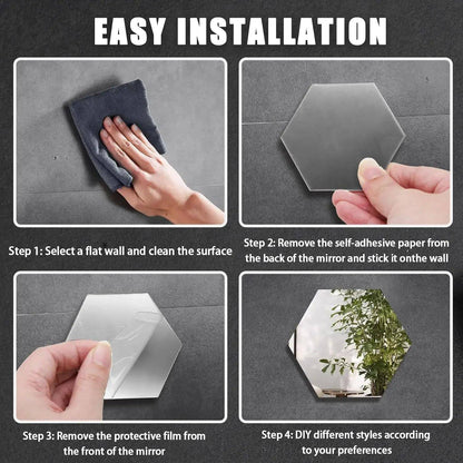 3/6/12pcs 3D Hexagon Mirror Wall Sticker DIY TV Background Living Room Stickers Wall Decor Bedroom Bathroom Home Decoration