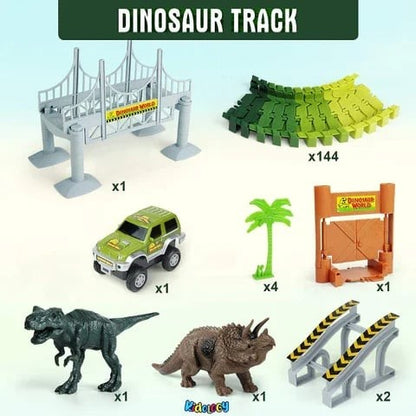 Pista Definitiva de Dinossauros 360 Novo Conjunto de Pistas de Dinossauros Jurássicos Montáveis DIY Conjunto de Carros Elétricos de Pistas de Dinossauros