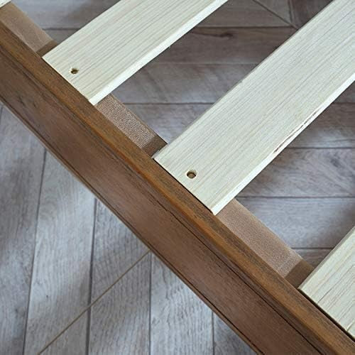 Estrutura de Cama de Madeira Maciça 30 cm Estilo Rústico Dispensa o Uso de Estrado, Acabamento Natural, King