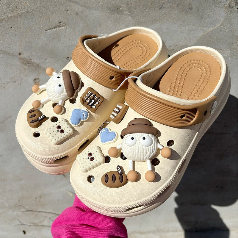 Fashion Diy Clogs Sandals Women 2024 Summer Chunky Platform Slippers Woman Thick Bottom Closed Toe Beach Slippers Mujer