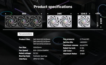 120/240/360mm ARGB PC Case Fan Monolithic Structure Water-Cooled Fan PWM Forward/Reverse Fan Kits Jungle Leopard Starlink Lite