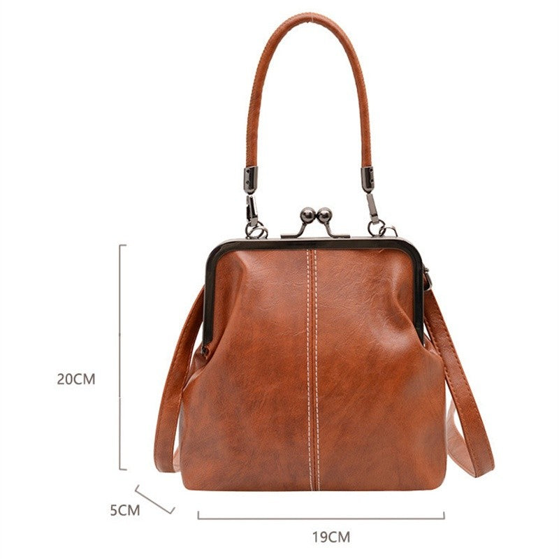 Vintage Style Women Handbag Brown Versatile Designer Shoulder Bag PU Leather Ladys Shell Purses Crossbody Bags