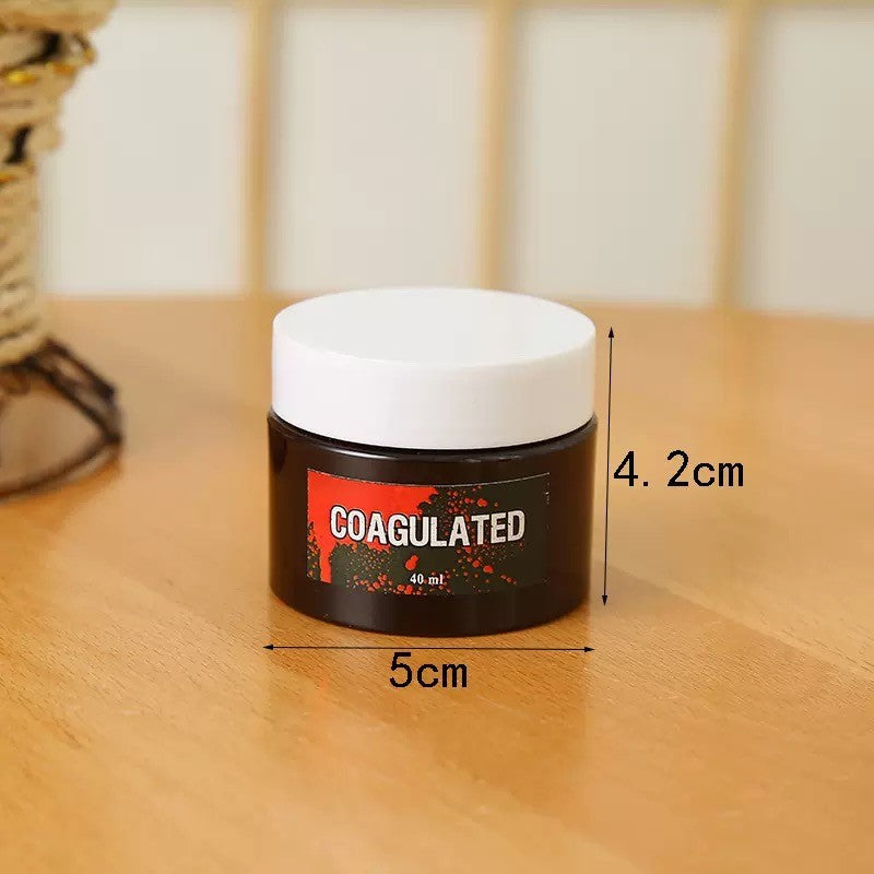 1pc Halloween Fake Blood Makeup Kit, Bright Red Coagulated Fake Blood Paste with Sponge, Realistic Artificial Blood for Party Z