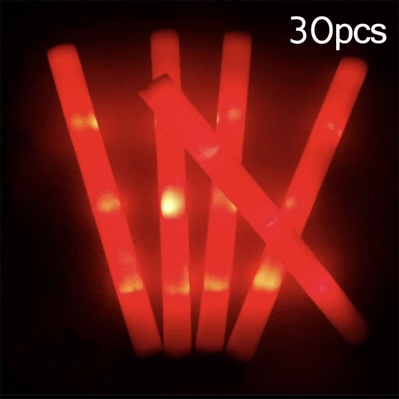 15/30Pcs LED Glow Sticks Bulk Colorful RGB Glow Foam Stick Cheer Tube Dark Light for Xmas Birthday Wedding Party Supplies