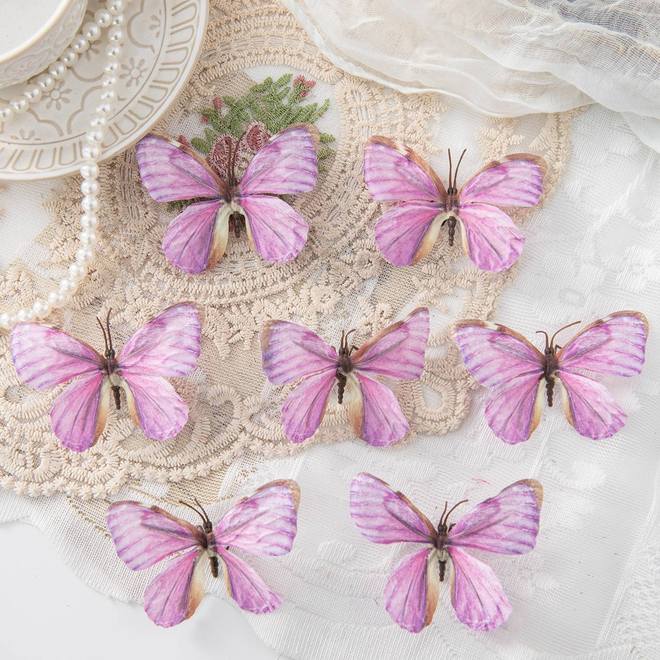 5/10PC Artificial Fake Fluorescent Butterfly Home Room Decor Valentine's Wreath Wedding Bridal Diy Gift Box Accessories Headwear