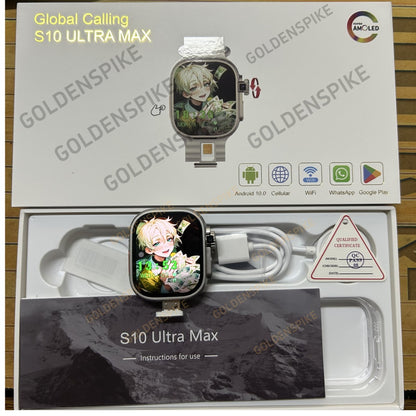 S10 Ultra Max Smartwatch 4G Android 10.0 2.2inch Amoled Rotary Camera Video Call GPS WIFI App Download S10 Ultra Smart Watch Men