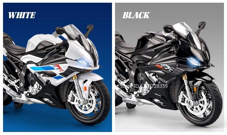 1:12 RRS1000 S1000RR Modelo de Brinquedo Motos de Liga Fundida Motocicletas Amortecimento Roda Dianteira Direcionável Pneus de Borracha Presente para Meninos