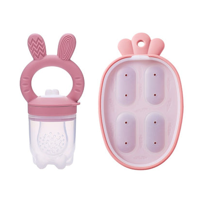 Silicone Baby Fruit Feeder With Cover Fruit Vegetable Food Supplement Bite Soother Nibbler Feeding Tableware Teething Pacifier