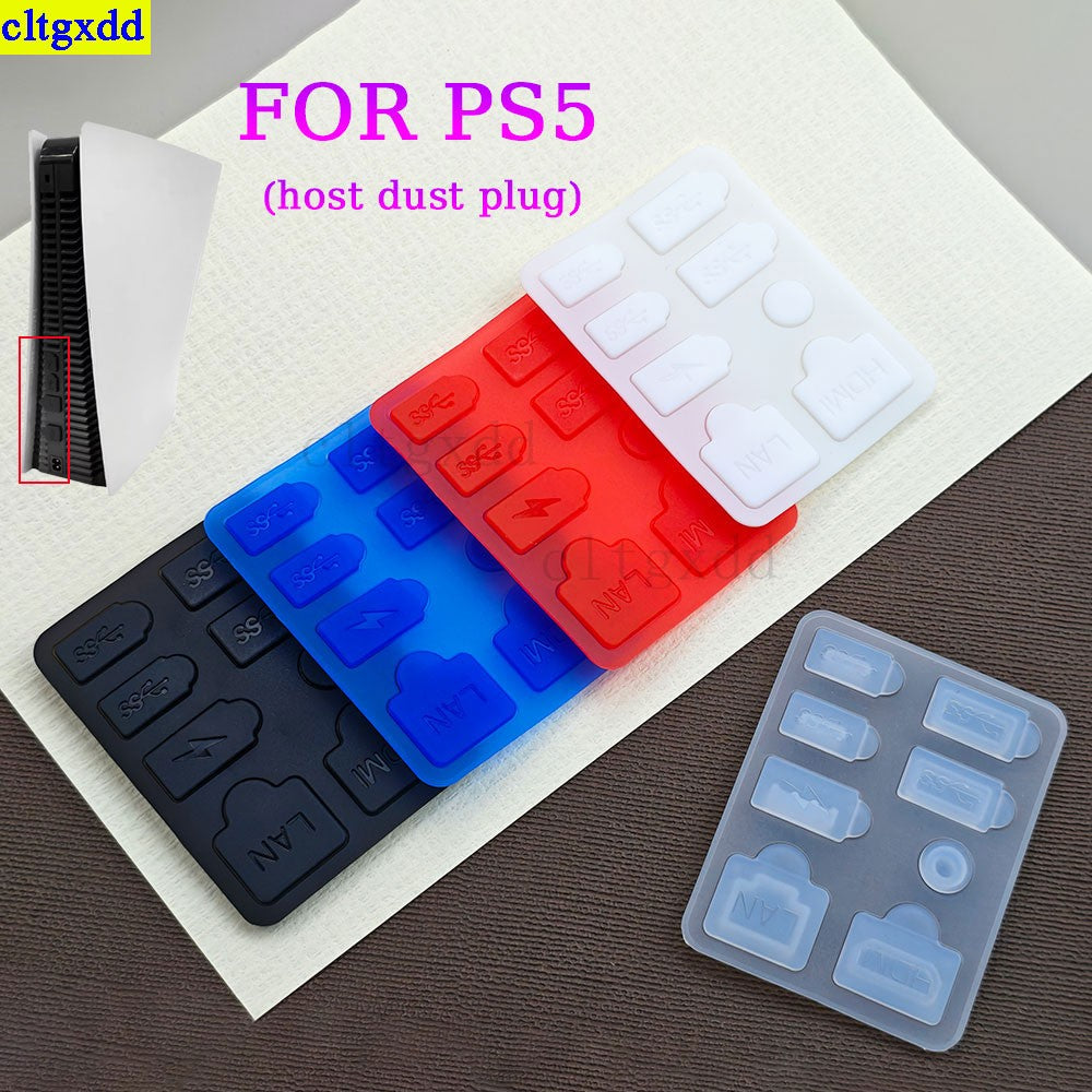 Cltgxdd 1 set dustproof plug protective cover silicone shell dustproof USB port dustproof kit for PS5 ultra-thin console