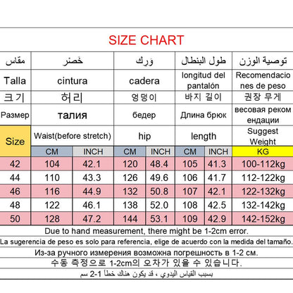 42-50 Plus Size Men's Jeans Business Casual Denim Pants High Waist Straight Leg Loose Elastic Comfortable Trousers Male Clothing