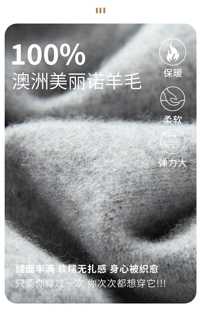 Autumn Winter Thickened Warm 100% Pure Wool Vest Men's Vest with Hood Zipper Cardigan Casual Pocket Sweater Jacket