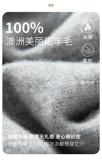 Autumn Winter Thickened Warm 100% Pure Wool Vest Men's Vest with Hood Zipper Cardigan Casual Pocket Sweater Jacket