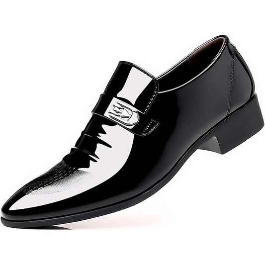 Mens Dress Shoes High Gloss Patent Slip On Loafers Formal Business Oxford Casual Driving Pointed Toe Boat Shoe For Men