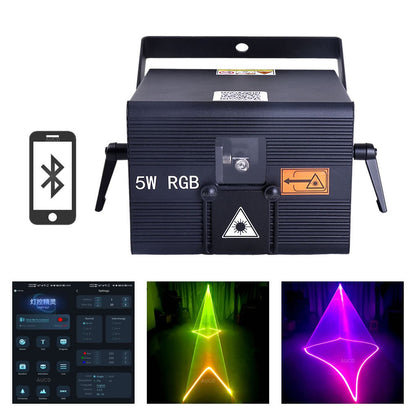 USA Warehouse 5W RGBW Laser Animation Scan Projector Lights + Apple & Android App Control ILDA For Party Bars DJ Stage Lighting