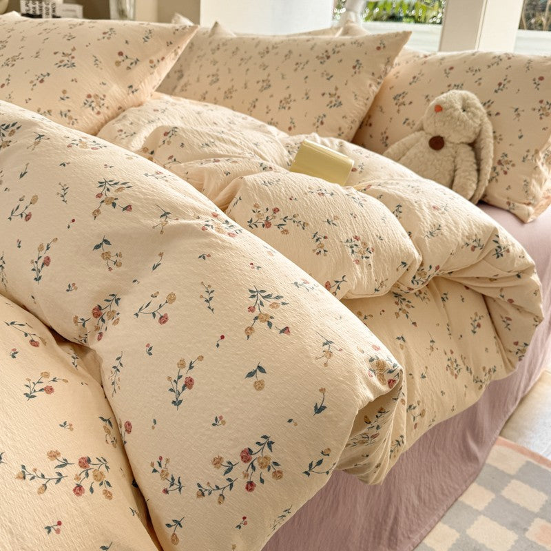 INS Cute Bow Bedding Set for Girls Women Soft Bed Sheet Set Pillowcase Single Twin Full 200x230cm Kawaii Duvet Cover Set