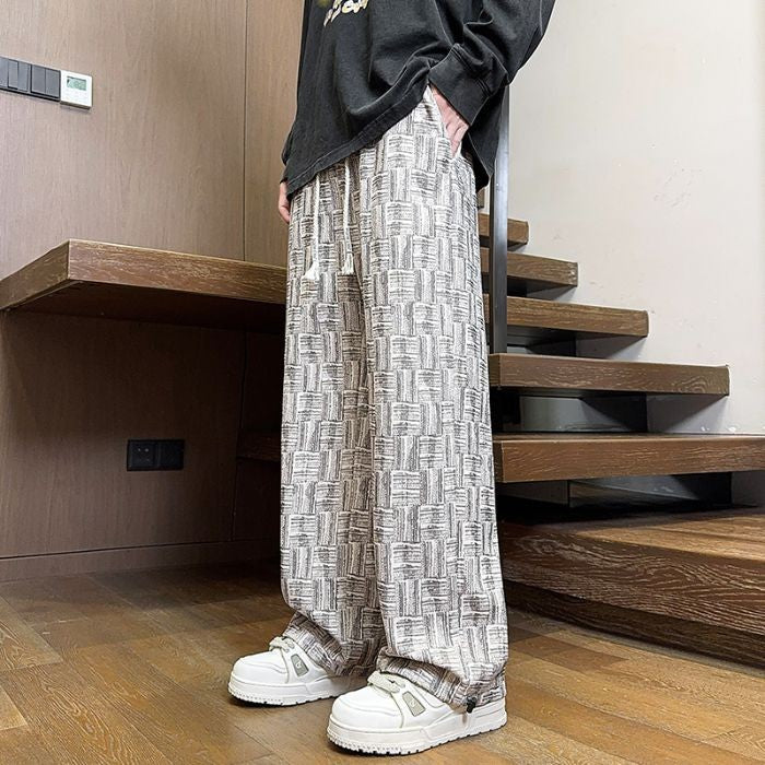 Calça Masculina Reta com Cordão na Cintura Bolsos Elástica Ajuste Casual para Uso Diário Outono Inverno Calça Esportiva Masculina de Alta Qualidade