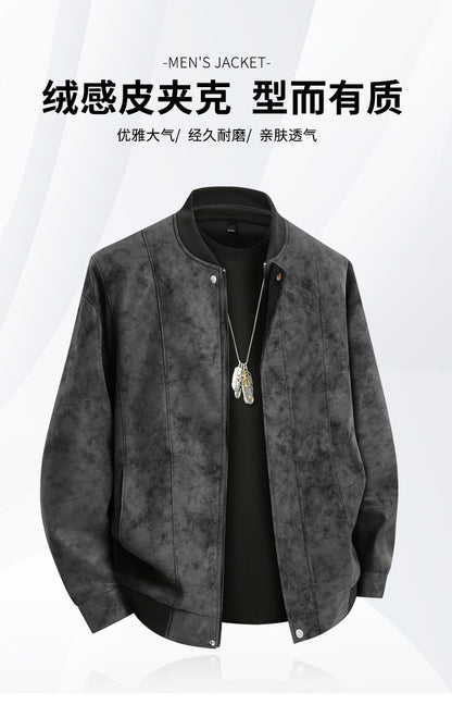 Leather Jacket Men Suede Coats Spring Windbreaker Oversized 6XL 7XL 8XL Plus Size Street Moto Autumn Brand Waterproof Softshell