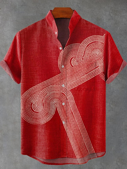 The new men's simple linen short-sleeved shirt has a comfortable and high-quality fabric, with stylish design and fashionable bu