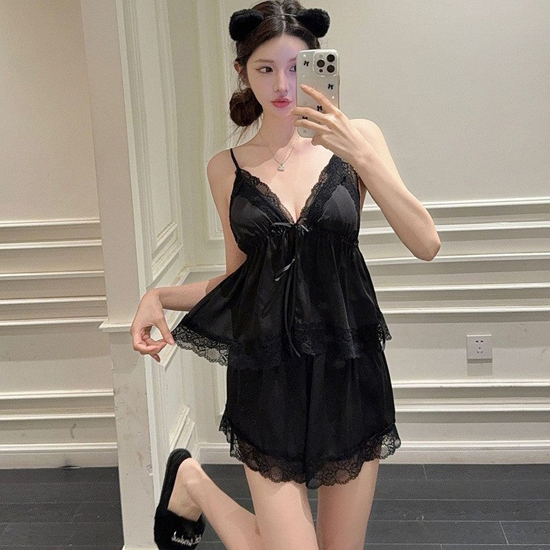French-Style Strapless Nightgown for Women Summer Strapless Robe Two-Piece Set Summer Purely Sensual Beauty Straps with Padded C