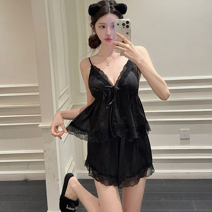 French-Style Strapless Nightgown for Women Summer Strapless Robe Two-Piece Set Summer Purely Sensual Beauty Straps with Padded C