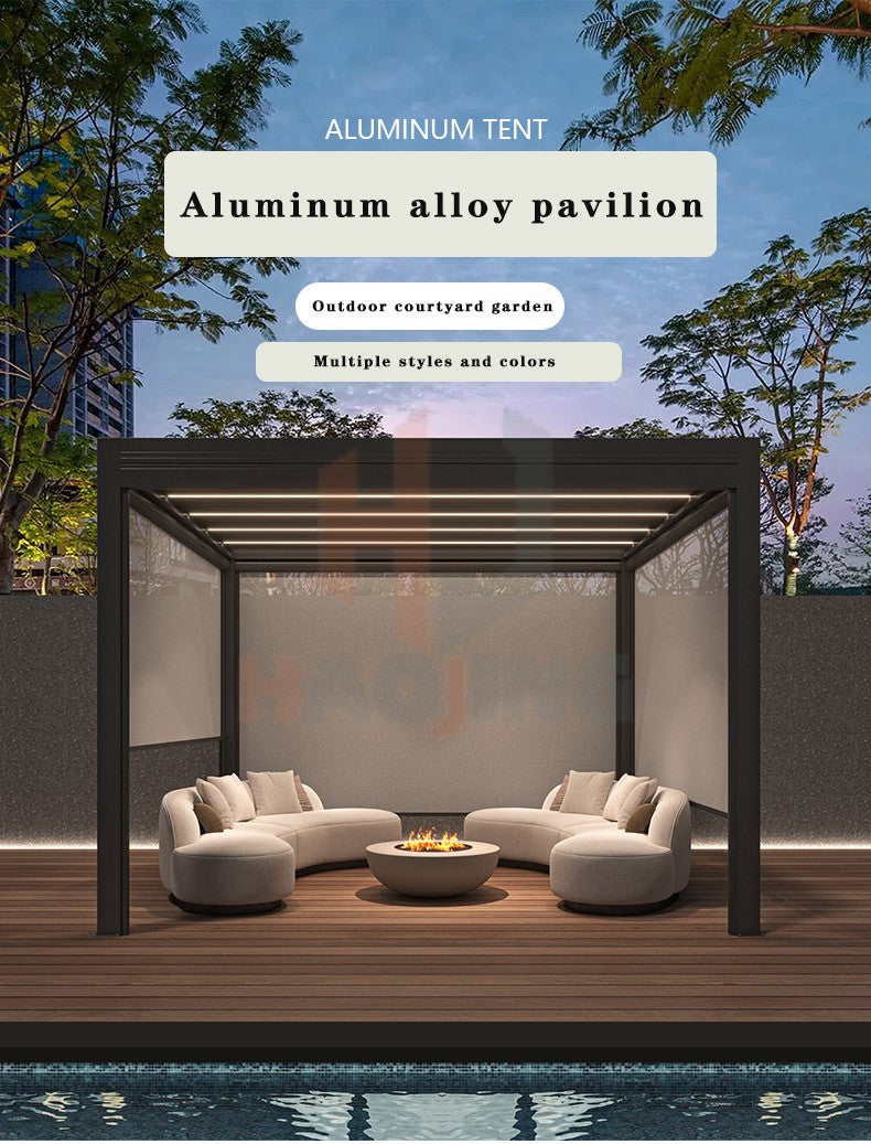 Outdoor Garden Gazebo Sun Room Waterproof Aluminum Pavillion 4x3 3x6 Electric Metal Louvred Pergola Bioclimatica roof Customized