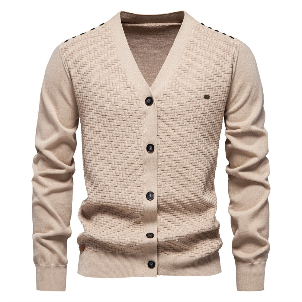 AIOPESON Mens New V Neck Button up Cotton Cardigan Sweaters Casual Social Knit Sweater Cardigans for Men