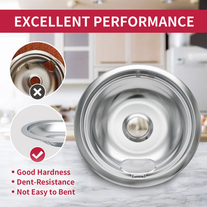 W10196405 W10196406 Stove Burner Drip Pans for Electric Stove Top-Compatible with Whirlpool Electric Range-Thickening to Prevent