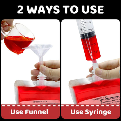 10-100PCS Halloween Blood IV Bags for Drink and Clips Pouch Prop Energy Vampire for Zombie Hospital Theme Halloween Decor Supply