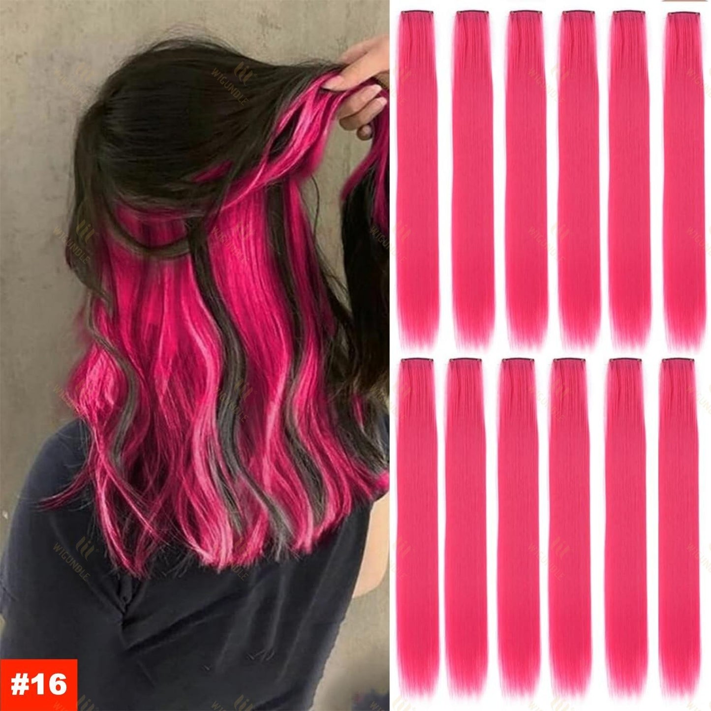 Colored Highlight 22 Inch Synthetic Hair Extensions Rainbow Long Straight Hairpieces for Women Kids Girls Purple Pink Blue