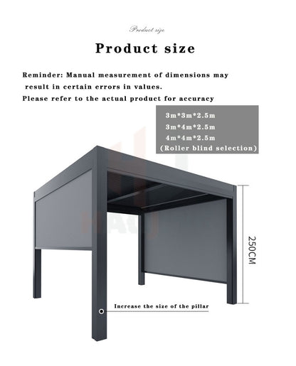 Outdoor Garden Gazebo Sun Room Waterproof Aluminum Pavillion 4x3 3x6 Electric Metal Louvred Pergola Bioclimatica roof Customized