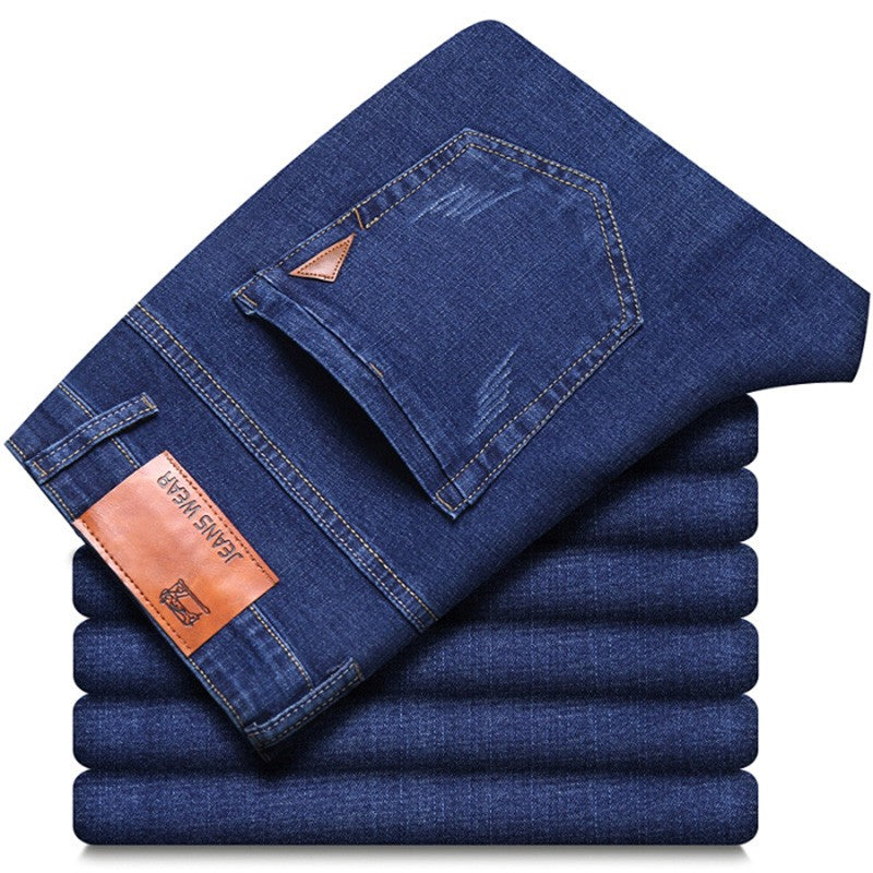 2024 NOVO Calça Jeans Masculina da Moda Business Estilo Clássico Casual Elástica Slim Jeans Masculina Marca Calças Jeans Pretas Azuis