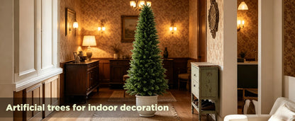 2/3/4/5/6FT Artificial Topiary Cedar Trees UV-Resistant Faux Evergreen Outdoor Indoor Plants Black Pot Faux Cedar Topiary Plants Christmas Trees for Front Porch Entryway & Patio Xmas Decor