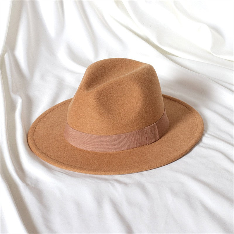 Leather Pink Fedora Wide brimmed Jazz Hat Autumn/Winter Classic Elegant Panama Hat Gentleman Hat Wholesale Sombrero
