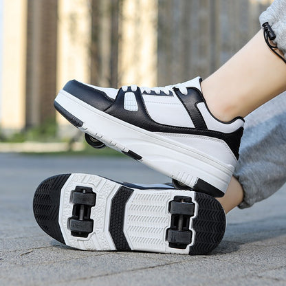 4 Wheel Skate Roller Shoes Foy Boys Casual Outdoor Sports Slide Shrink School Students Pulleys Sneakers Girls Walking Shoes