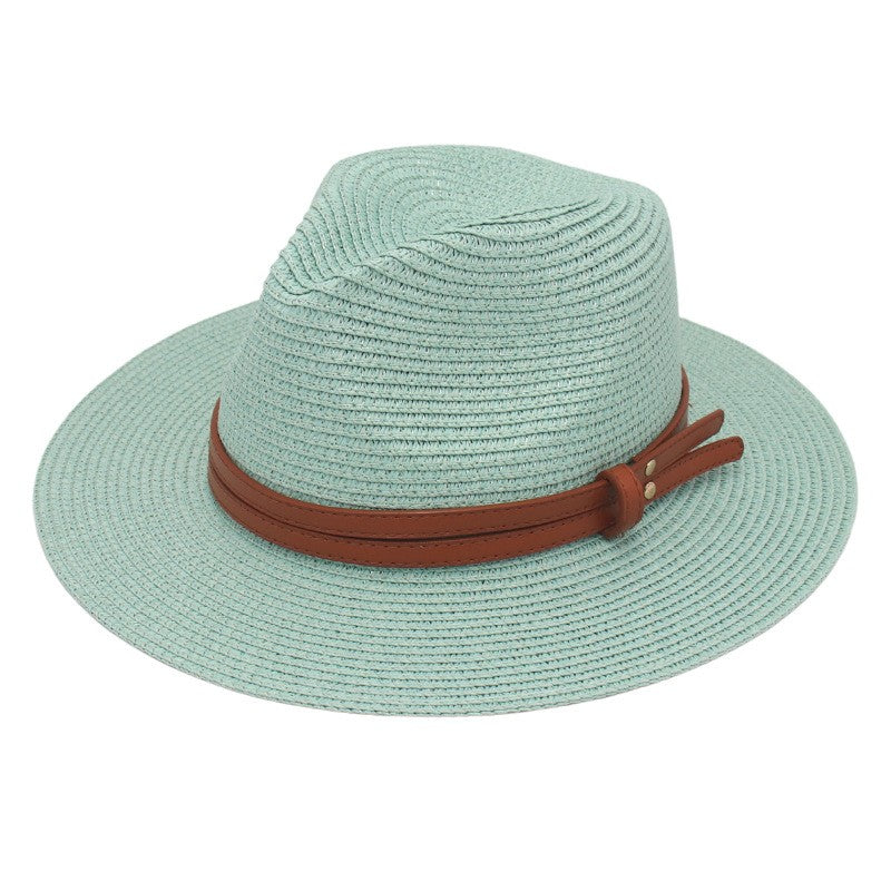 Summer Straw Sun Hat Panama Hats Grass Knitted Gift Hat Breathable Leisure Jazz Hat European American Style Straw Hat Beach Caps
