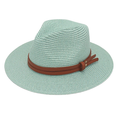 Summer Straw Sun Hat Panama Hats Grass Knitted Gift Hat Breathable Leisure Jazz Hat European American Style Straw Hat Beach Caps