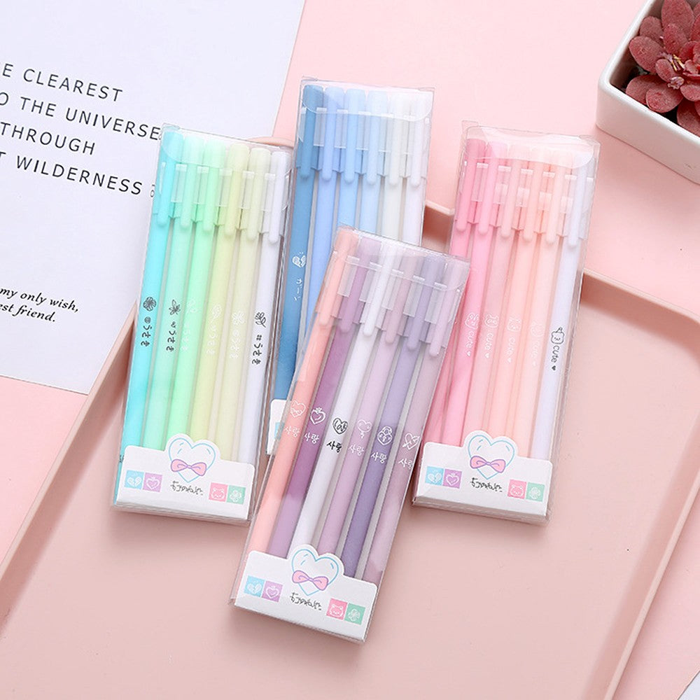 Caneta Gel Fofa Morandi 6 Peças/Conjunto Kawaii 0,5mm Esferográfica Preta Material de Escritório Escolar Caneta de Água para Estudante Caneta Neutra