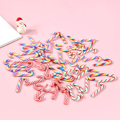 10/30/50Pcs Mini Candy Cane Christmas Decoration Red White Resin Candy DIY Crafts Xmas Pendant Navidad Home Decor 2026 New Year
