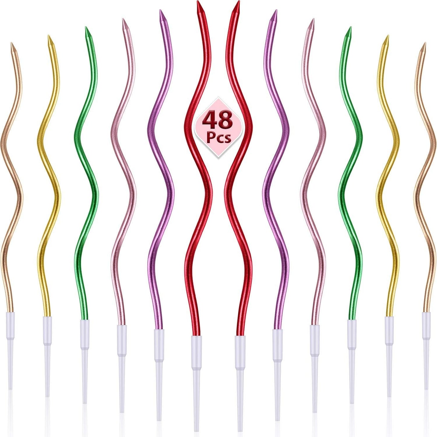 6/12/48pcs Birthday Candles Spiral Cake Candles  Long Thin Cake Candles For Wedding Party And Cake Decoration