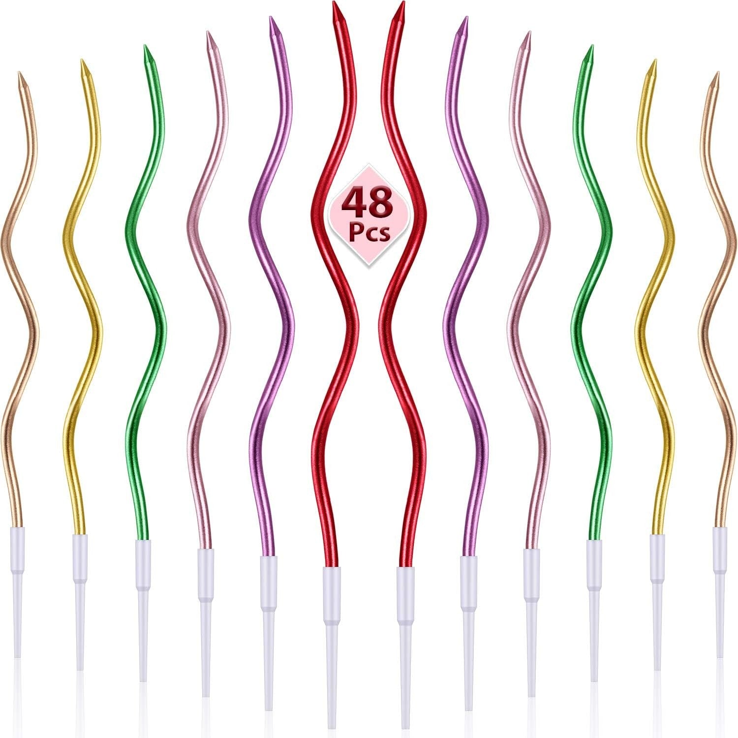 6/12/48pcs Birthday Candles Spiral Cake Candles  Long Thin Cake Candles For Wedding Party And Cake Decoration