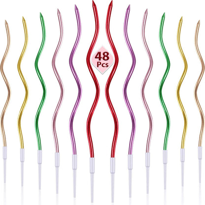 6/12/48pcs Birthday Candles Spiral Cake Candles  Long Thin Cake Candles For Wedding Party And Cake Decoration