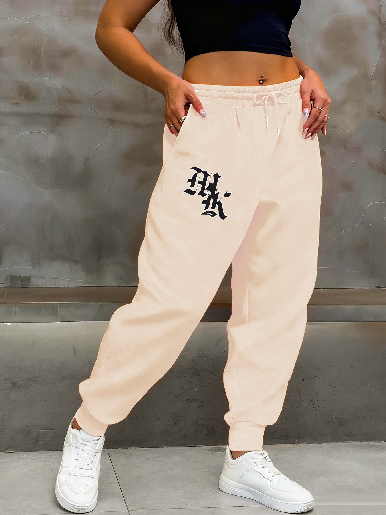 Letter Mk Young Printed Trousers Womens Autumn Fashion Sweatpants Pocket Hip Hop Fleece Sportpants Casual Multicolor Pants