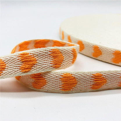 5yards/Lot 15mm 100% Cotton Ribbon Heart Handmade Hserring Bone Ribbon For Apparel Sewing Fabric DIY Christmas Decoration