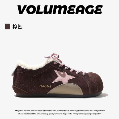 2025 New Winter Women's Sneakers Fleece-lined Flats Dexun Women Shoes Plush, Leisure Shoes Stylish, Non-slip Female Shoes 1417