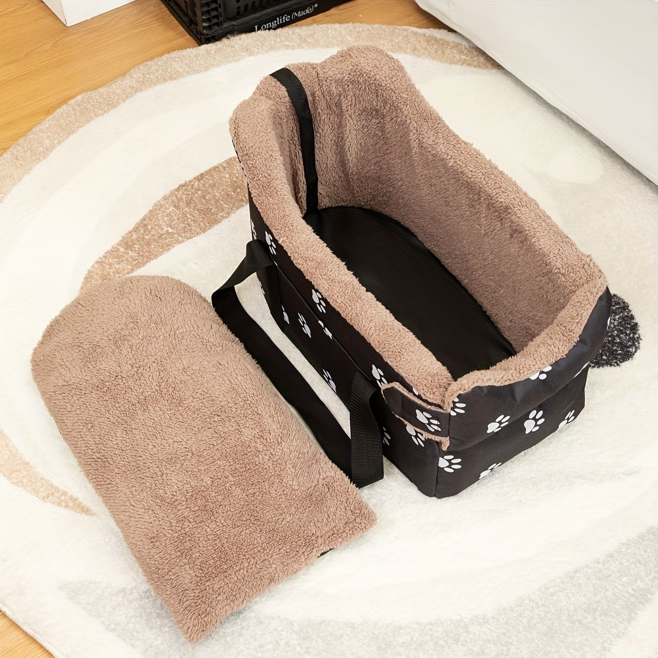 Assento Elevatório Portátil Pequeno e Confortável para Carros - Cama de Viagem de Segurança Durável em Poliéster para Cães e Gatos, para Console Central