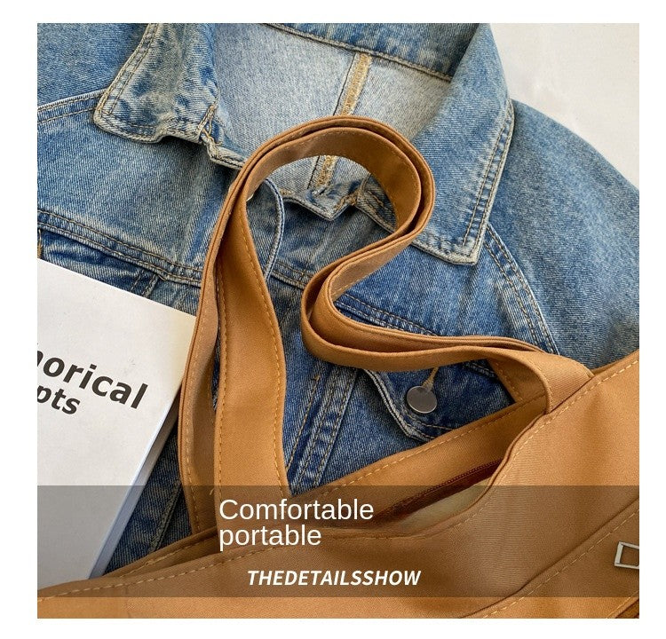 Simplicity Oxford Canvas Composite Shoulder Bag Solid Color Versatile Lazy Style Crossbody Bag Large Capacity Commuter Tote Bag