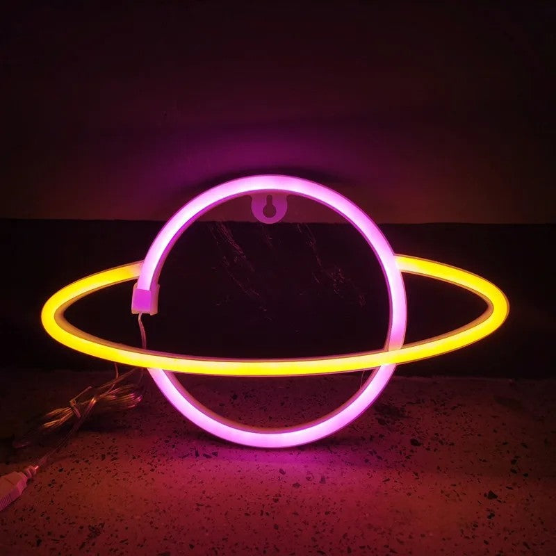 Neon Sign Alien Face Shaped Wall Hanging Lights for Home Game Room Saucerman  Plant LED Night Lamps Xmas Party Holiday Art Decor