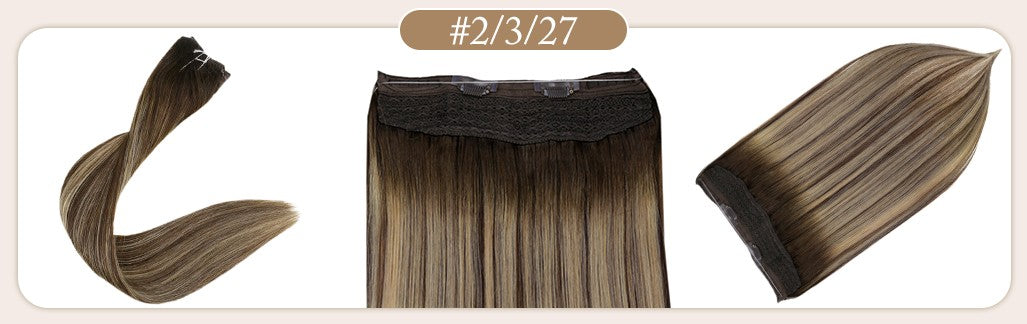 Full Shine Fishing Wire Hair Extensions Cabelo Humano Real Hair Extensions Apliques Para Mulheres Fio Secreto Grosso