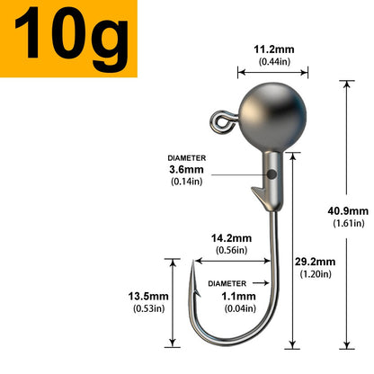 MrLurion 30pçs 1g 2g 3g 5g 10g 14g 18g 22g 25g 28g Anzol tipo jig head, anzol redondo para iscas soft e crank